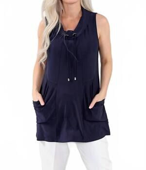 NEW MICHAEL TYLER sleeveless tunic top in navy